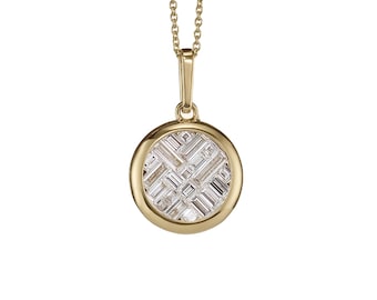 Lattice Invisible Set Diamond Pendant Necklace