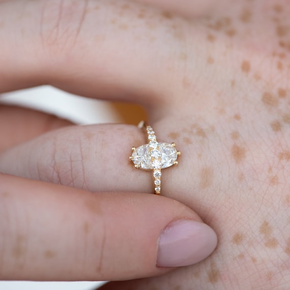 Half moon hotsell diamond engagement ring