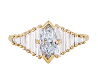 Deco Engagement Ring with Marquise Diamond