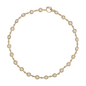 Celestial Pearl & Gold Bead Toggle Necklace