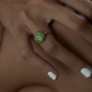 Canopy Emerald Pave & Gold Detail Statement Ring image 4