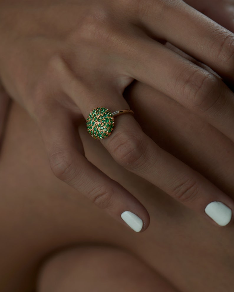 Canopy Emerald Pave & Gold Detail Statement Ring image 4