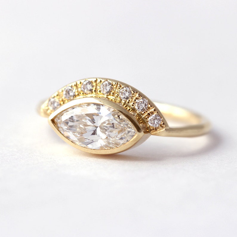 One Carat Marquise Diamond Engagement RingTiny Diamonds | Etsy