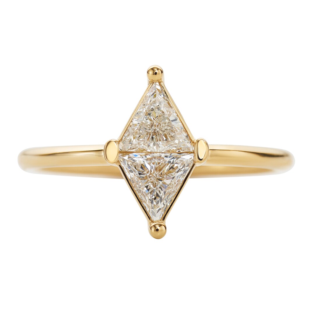 指輪・リング RHOMBUS STONE DIA RING Rhombus Engagement Ring, Minimalist Engagement Ring
