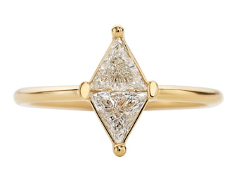 Geometrical Engagement Ring, Rhombus Cut Ring, Minimalist Engagement Ring, Triangle Cut Ring, Trillion Diamond Ring, Simple Diamond Ring