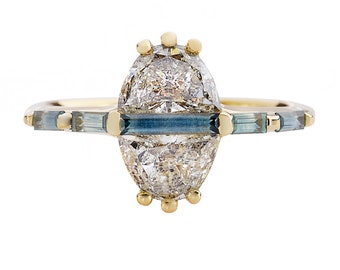 The Reflection Engagement Ring with Half Moon Cut Diamonds and Sapphires