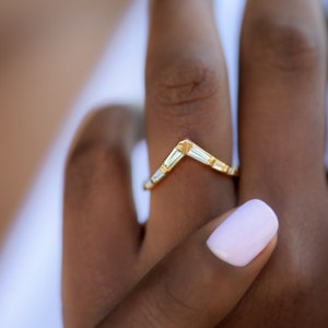 Chevron Curved Ring with Tapered Baguette Diamonds image 7