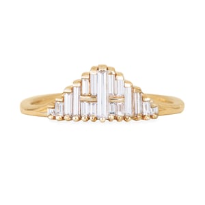 Vintage Style Engagement Ring - Art Deco Baguette Diamond Cluster Ring