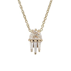 Half Moon Diamond and Gold Necklace - The Moon Beam