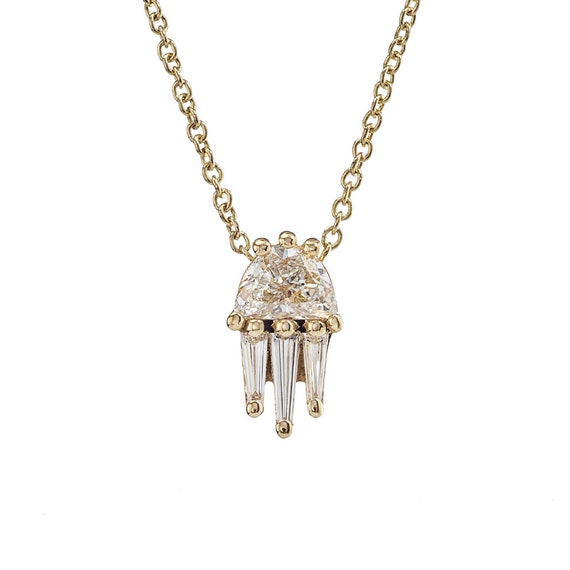 Half Moon Diamond and Gold Necklace the Moon Beam Etsy Australia