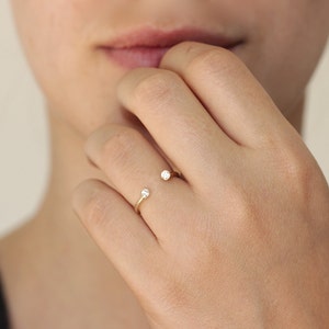Trillion Diamond Ring Set, Modern Wedding Ring Set, Wedding Band Set, Triangle Ring, Minimalist Engagement Ring, Diamond Wedding Band image 4