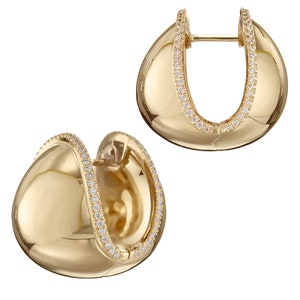 Gold & Diamond Moon Ball Earrings image 1