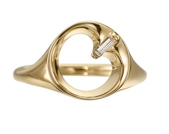 Reverie Open Circle Baguette Diamond Signet Ring