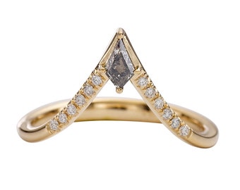 Nesting Kite Diamond Wedding Ring with a Pave Diamond Band