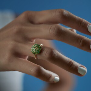 Canopy Emerald Pave & Gold Detail Statement Ring image 3