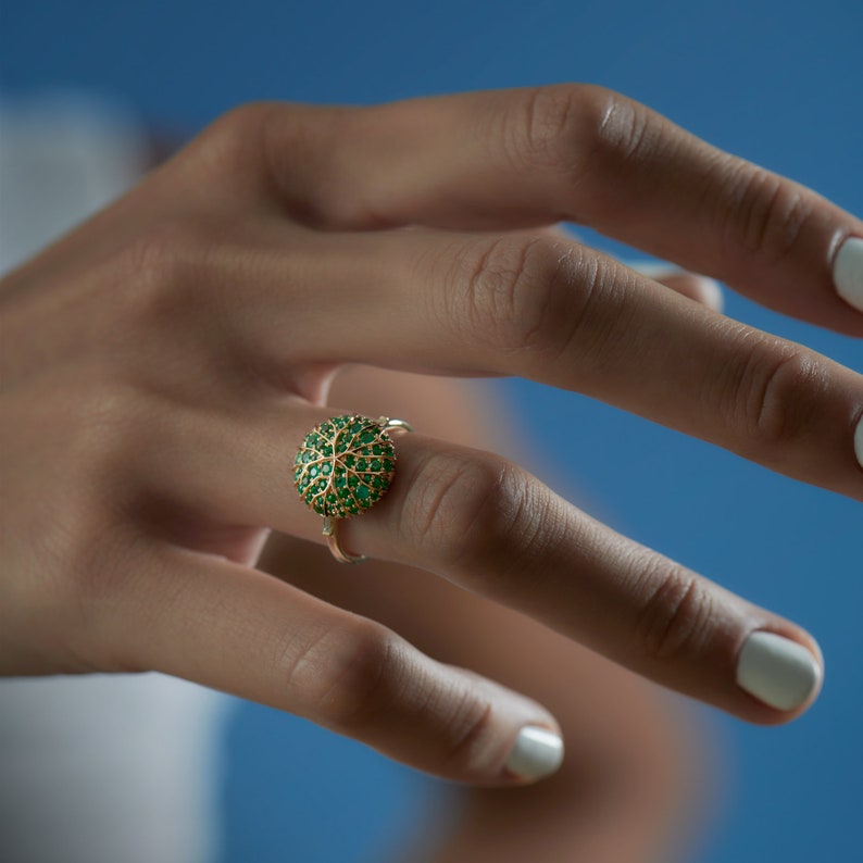 Canopy Emerald Pave & Gold Detail Statement Ring image 3