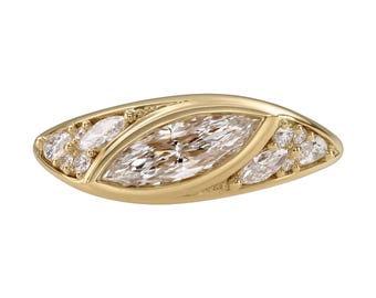 Diagonal Marquise Diamond Engagement Ring in 18K Gold - Meadow