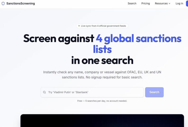 Sanktions-Screening Sasa-Quellcode | OFAC, EU-Compliance-App (React, Supabase) Bild 2