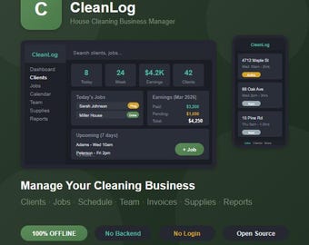 CleanLog  | House Cleaning Business Manager | Home service business app