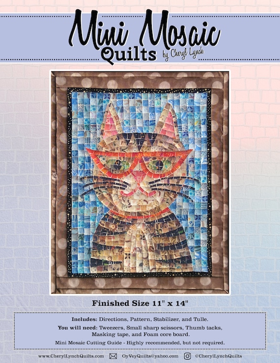 Hipster Kitty Mini Mosaic Quilt Kit Etsy