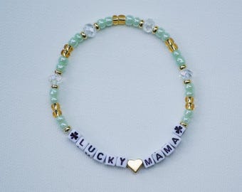 Lucky Mama bracelet. 14k gold spacer beads.