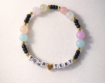 Custom UV beaded bracelet. 14k gold plated spacers.