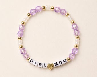 Girl Mom beaded bracelet. 14k gold plated spacer beads.