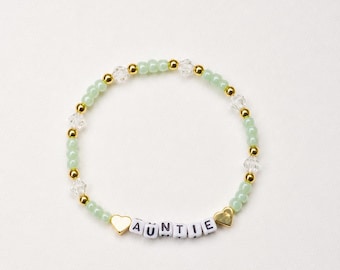 Auntie beaded bracelet. 14k gold plated spacer beads.