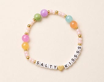 Salty Kisses UV cat eye beaded bracelet. 14k gold plated spacer beads.