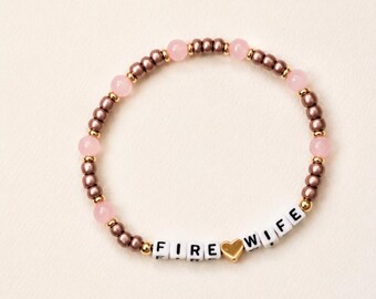 Fire Wife beaded bracelet. 14k gold plated spacer beads.