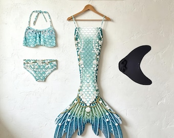 Traje de banho de sereia para meninas, cauda de sereia para nadar, fantasia de princesa.