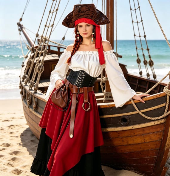 fancy dress pirate ladies Halloween Themed Medieval Elegant off Shoulder Outfit, off Shoulder Halloween Dress,retro Gothic Women Wear makydo