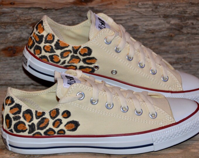 converse one star pony hair leopard print trainers