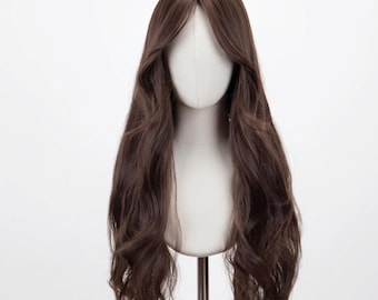 Dark Brown Long Straight Wig | Middle Part Heat Resistant Synthetic Fiber For Women