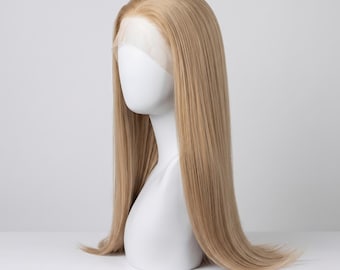 Honey Blonde Human Hair Wig | Long Straight Lace Front Glueless Wigs Natural Women Hair