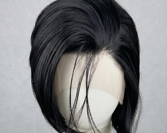 Black Short Bob Lace Front Wig | Human Hair Natural Straight Bob Wigs for Women