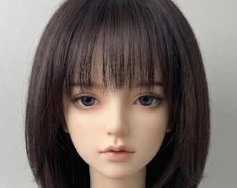 Virgin Human Hair Bob Wig with Bangs | Natural Black Lace Front High Crown Style