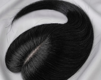 Natuurlijke zwarte pruik van echt haar | Zijdezachte, gladde realistische textuur