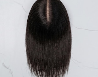 100% Virgin Human Hair Free Part Natural Coverage | 9x14 Silk Base Hair Topper