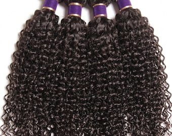 4 Pcs Brazilian Curly Human Hair Weave | Virgin Remy Natural Soft Curls