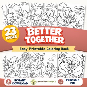 Family Animals Coloring Book for Toddlers | Parent & Baby Animal Coloring Pages | Preschool Printable PDF | Ages 2-6