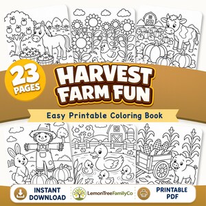 Harvest Farm Fun | Autumn Farm Coloring Book for Kids Ages 2-6 | Pumpkin Patch, Apple Orchard, Corn Maze & Harvest Animals