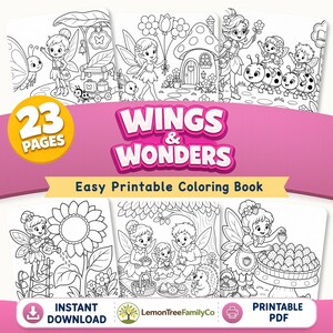 Wings and Wonders Coloring Book for Kids | Fairy Garden Printable PDF | Toddler and Preschool Magical Fairies Activity Book
