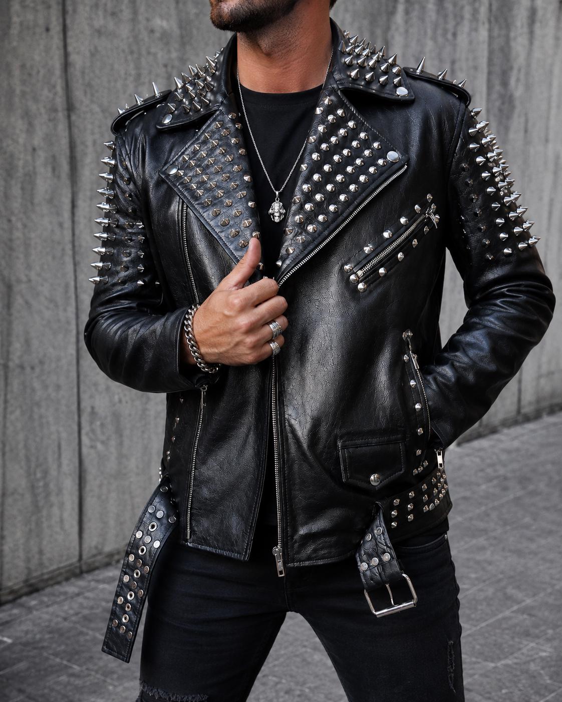 Punk leather jacket - Etsy 日本