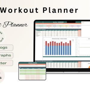 Ultimate Fitness Tracker Google Sheets | Workout Log, Weight Loss Tracker Spreadsheet, Gym Diary, Custom Exercise Planner, Cardio Dashboard image 2