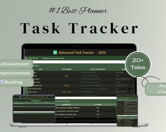 Hoja de cálculo definitiva para el seguimiento de tareas en Google Sheets | Lista de tareas pendientes, plantilla de gestión de proyectos, panel de control de hábitos diarios y semanales, planificador digital