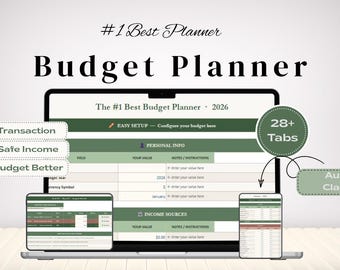 Ultimate 2026 Budget Planner Google Sheets | Annual Budget Template, Monthly Paycheck Budgeting Tracker, Debt Payoff Calculator, Net Worth