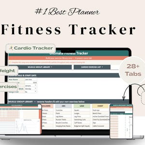 Ultimate Fitness Tracker Google Sheets | Workout Log, Weight Loss Tracker Spreadsheet, Gym Diary, Custom Exercise Planner, Cardio Dashboard image 1