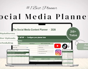 Social Media Content Planner Google Sheets Template | Digital Tracker Dashboard | Instagram TikTok Content Calendar | Creator Marketing Hub