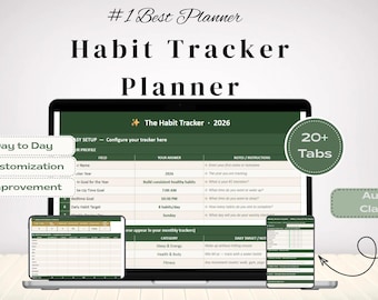 Habit Tracker Google Sheets Template | Digital Habit Planner Dashboard | Daily Routine Tracker 2026 | Goal Setter & Life Organizer Hub